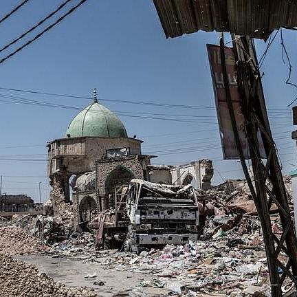 Eine zerstörte Moschee im Irak.