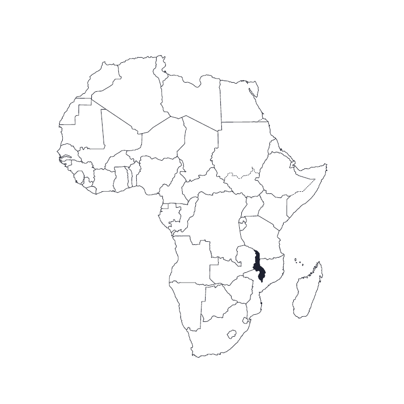 Karte von Afrika mit markiertem Malawi.