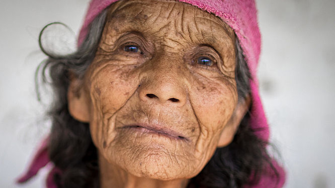 Nahaufnahme einer älteren Frau in Guatemala