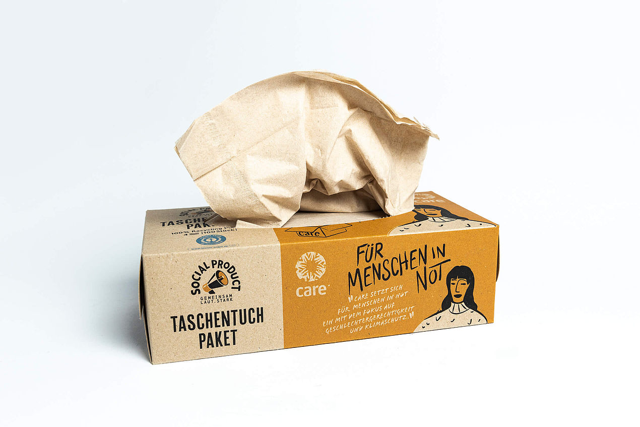 Social Product CARE gebrandetes Taschentuchpaket Social Product CARE gebrandetes Taschentuchpaket