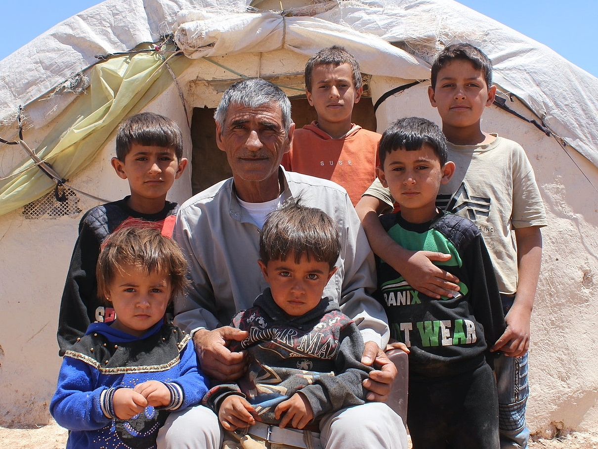 Abdullah und seine Kinder in Syrien.