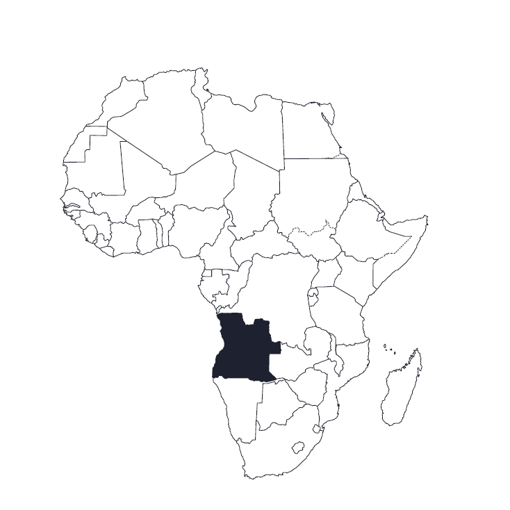 Karte von Afrika mit markiertem Angola.