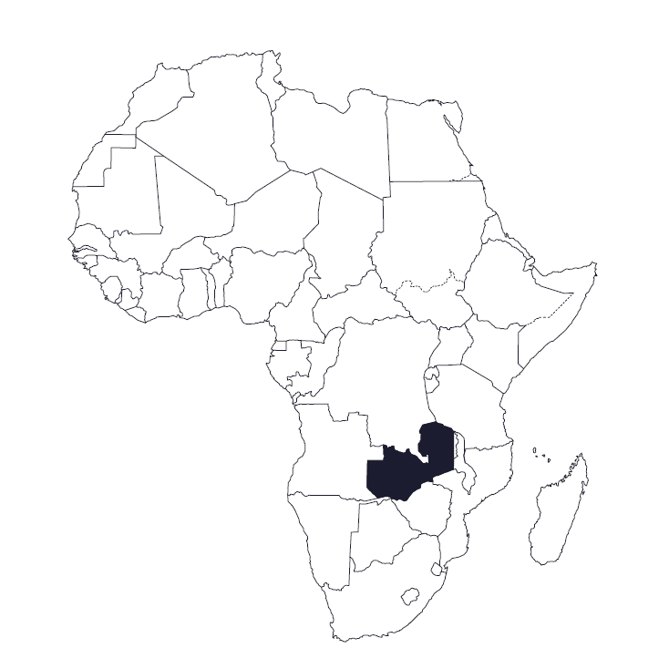 Karte Afrikas mit markiertem Sambia.